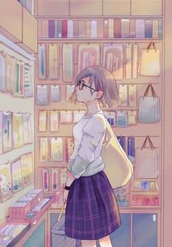 插畫溫暖文具店