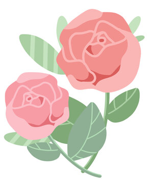 兩朵玫瑰花元素