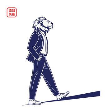 矢量插圖動物商務職場獅子
