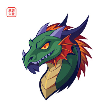矢量插圖動(dòng)物神話(huà)生物龍頭像