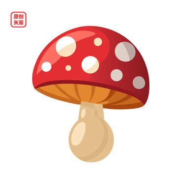 矢量插圖簡約卡通紅蘑菇