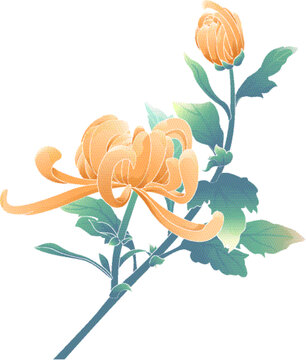 矢量國(guó)風(fēng)黃色菊花