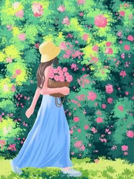 手繪薔薇少女