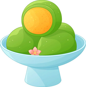 中國(guó)江南清明節(jié)傳統(tǒng)特色美食青團(tuán)點(diǎn)心插畫