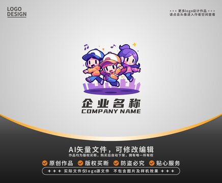 卡通潮流街舞女孩LOGO