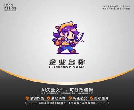 卡通潮流射箭女孩LOGO
