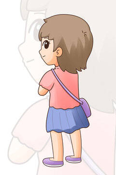 卡通背包女孩