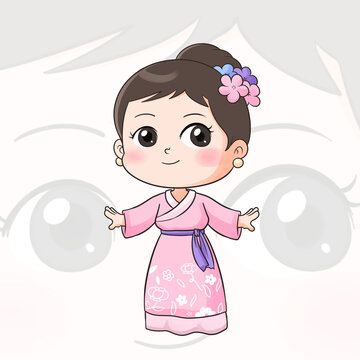 卡通古代小女孩