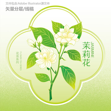 原創(chuàng)茉莉花矢量插畫設(shè)計(jì)元素