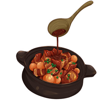原創(chuàng)手繪紅燒肉插畫