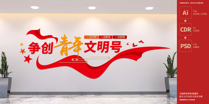 青年文明號文化墻