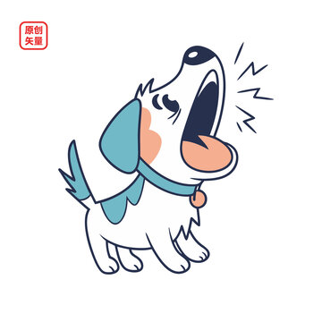矢量插圖動(dòng)物吠叫小狗