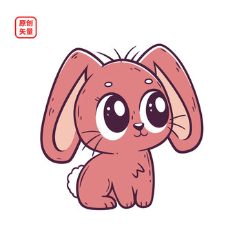 矢量插圖動(dòng)物卡通可愛小兔子