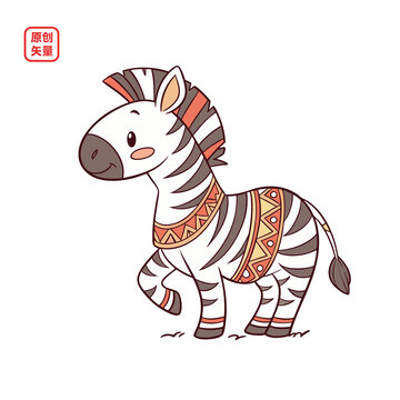 矢量插圖動物卡通裝飾斑馬