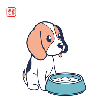 矢量插圖動物可愛萌寵小狗吃東西