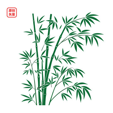 矢量插圖植物綠色茂盛竹子