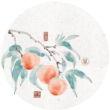 水墨桃子