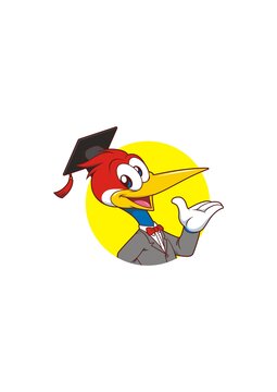 卡通可愛(ài)啄木鳥(niǎo)博士頭像矢量圖