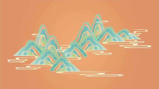 國潮山水背景