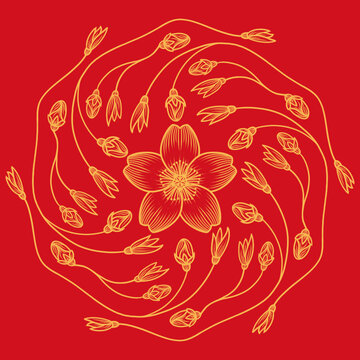 桃花花卉圖案紋樣中國(guó)文化包裝設(shè)計(jì)