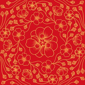 梅花花卉圖案紋樣中國(guó)紅國(guó)潮風(fēng)包裝設(shè)計(jì)