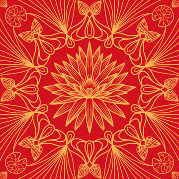 睡蓮圖案紋樣中國(guó)紅國(guó)潮包裝設(shè)計(jì)