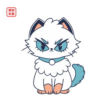 矢量插圖動(dòng)物簡(jiǎn)約憤怒生氣小貓
