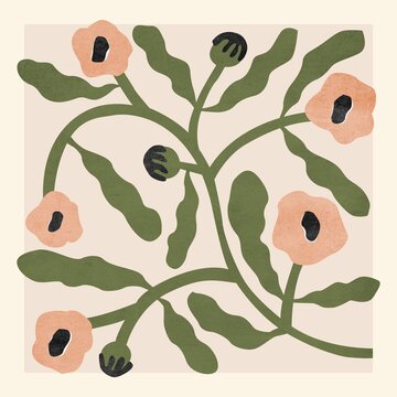 清新粉花朵插畫