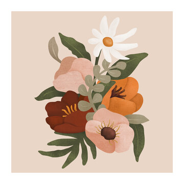 小清新花束插畫