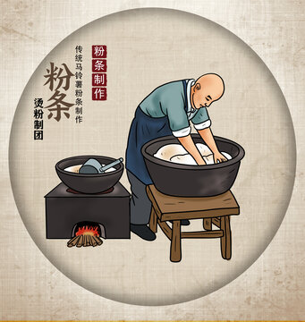 粉條制作燙粉制團