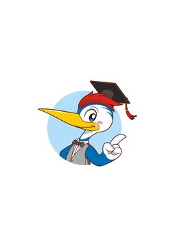 卡通可愛(ài)啄木鳥(niǎo)博士頭像矢量圖