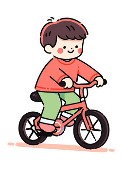 騎自行車的小男孩矢量插畫
