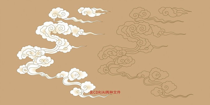 手繪矢量祥云紋樣