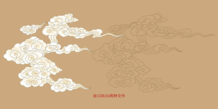 手繪矢量祥云圖案