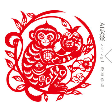 剪紙猴鏤空猴