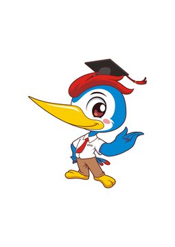 卡通可愛(ài)啄木鳥(niǎo)博士形象矢量圖
