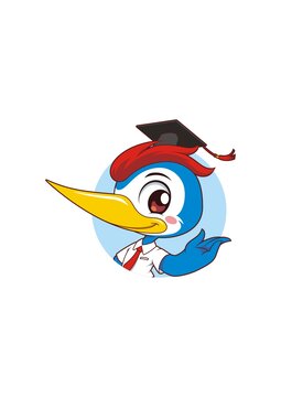 卡通可愛(ài)啄木鳥(niǎo)博士頭像矢量圖