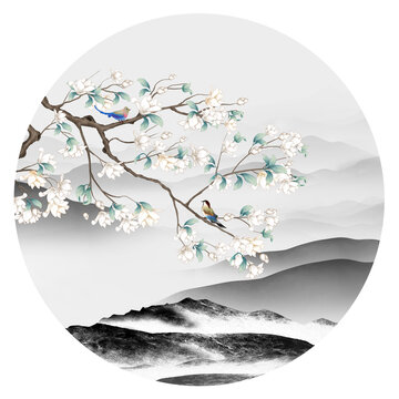 玉蘭花水墨畫