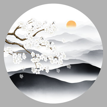 梅花山水圖