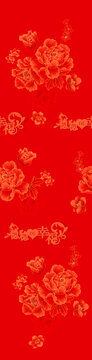 牡丹紅色印花