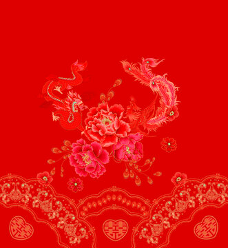 婚慶龍鳳牡丹