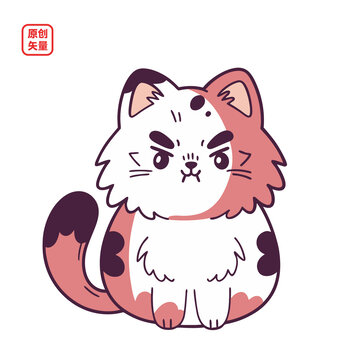 矢量插圖動(dòng)物卡通生氣小貓