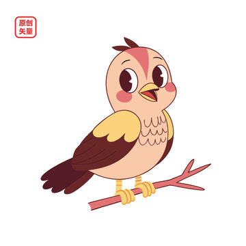 矢量插圖動(dòng)物枝頭小鳥