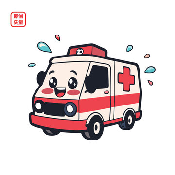 矢量插圖車輛卡通救護車