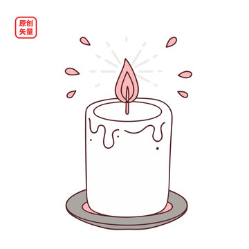 矢量插圖簡(jiǎn)約燃燒照明蠟燭