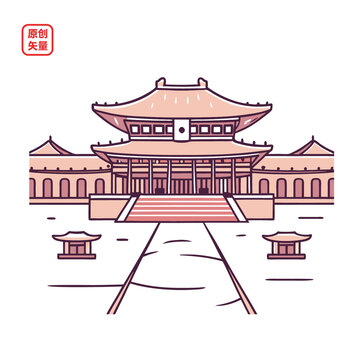 矢量插圖建筑古建筑宮殿