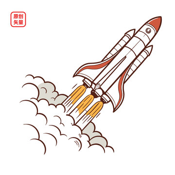 矢量插圖科技火箭發(fā)射