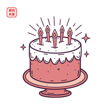 矢量插圖美味生日蛋糕