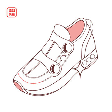 矢量插圖物品簡約線條鞋子