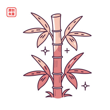 矢量插圖植物竹葉竹子